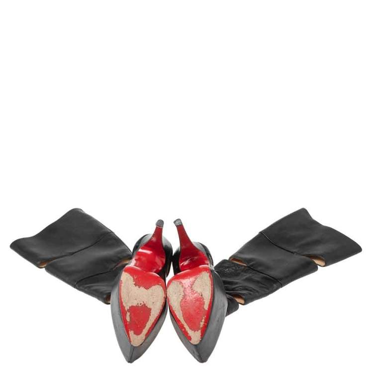 مملوكة مسبقًا Christian Louboutin Black Leather Knee Length Boots Size 37