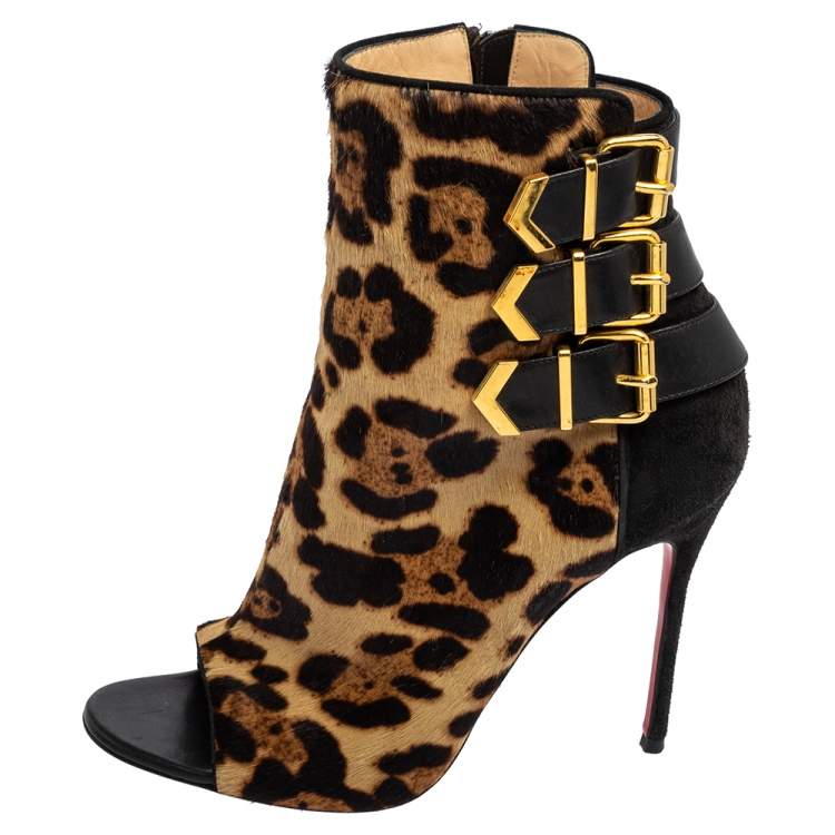 Christian louboutin leopard ankle boots best sale