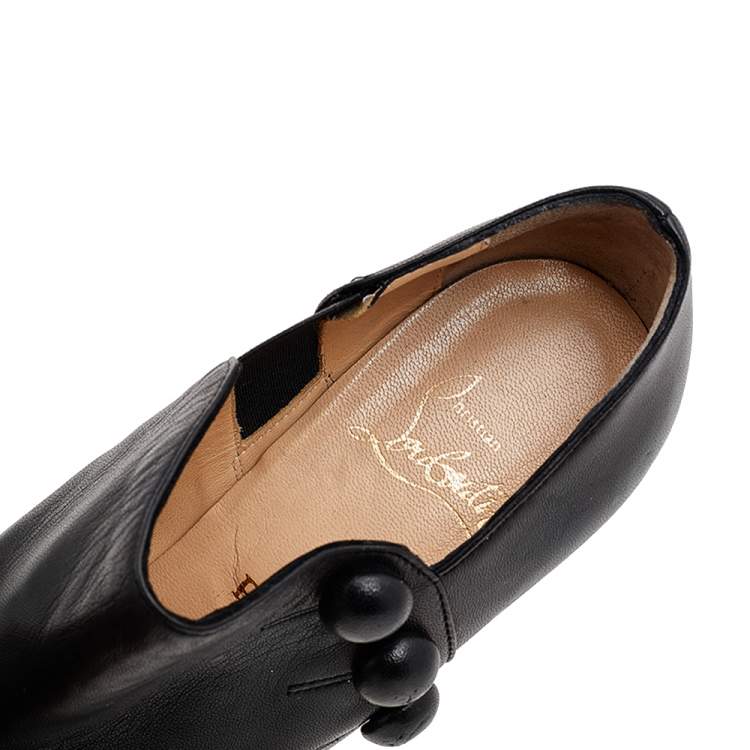 Pre Owned Christian Louboutin Black Leather C'est Moi Ankle Booties Size 37.5