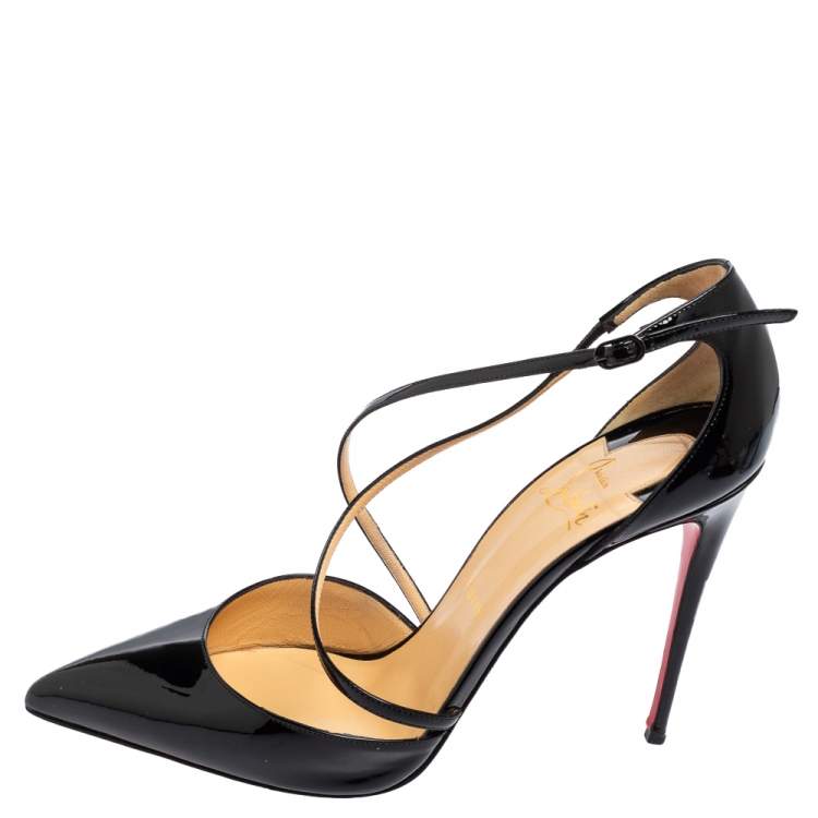 Christian Louboutin Black Patent Leather Cross Blake Pointed Toe