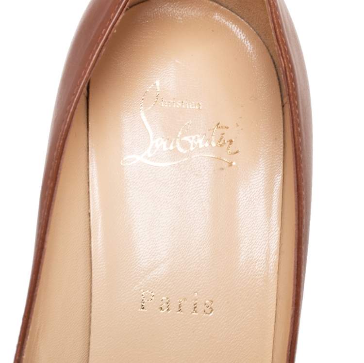 Pre Owned Christian Louboutin Brown Leather New Simple Pumps Size 38.5