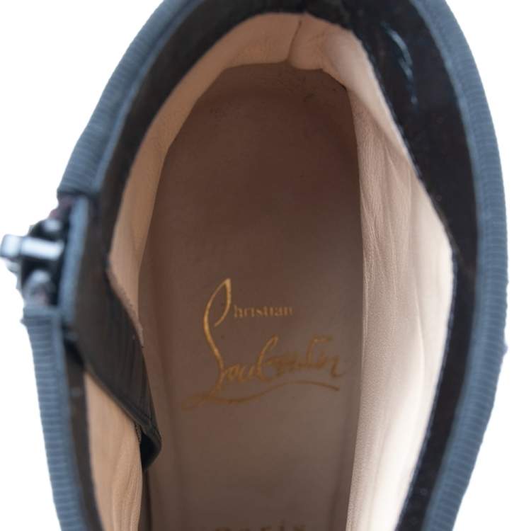 Pre Owned Christian Louboutin Black Suede  Ankle Boots Size 38