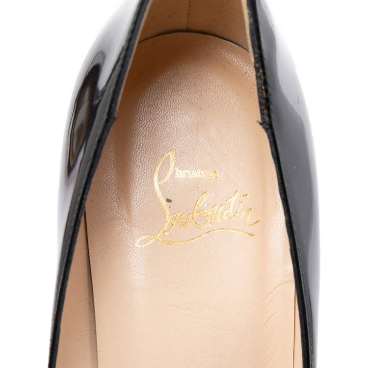 مملوكة مسبقًا Christian Louboutin Black Patent Leather Very Prive Peep-Toe Pumps Size 40.5