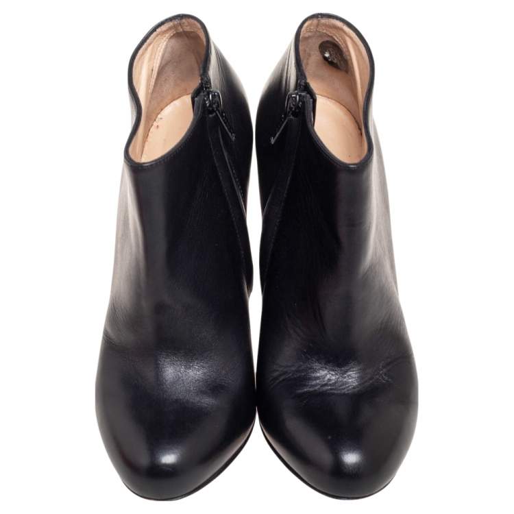 Pre Owned Christian Louboutin Black Leather Belle Ankle Boots Size 36.5