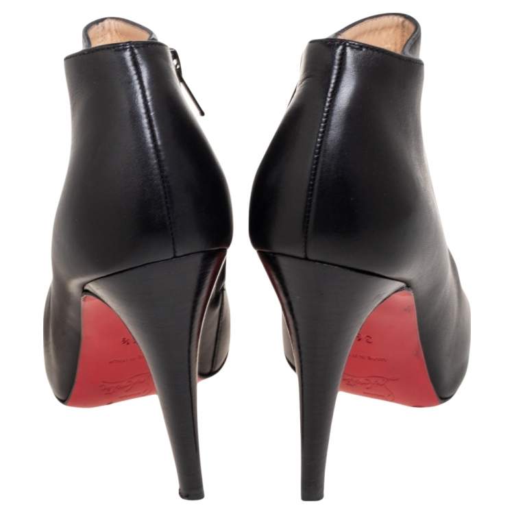 Pre Owned Christian Louboutin Black Leather Belle Ankle Boots Size 36.5