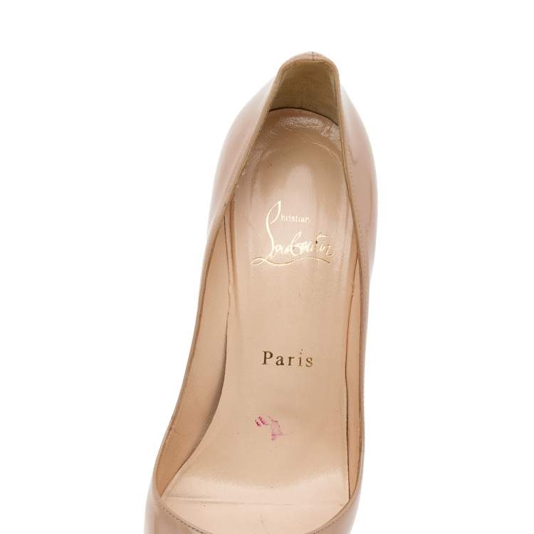 Pre Owned Christian Louboutin Beige Leather Altadama Peep Toe Pumps Size 38