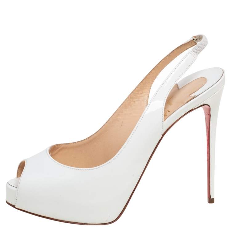 Christian Louboutin White Patent Leather Private Number Peep Toe ...