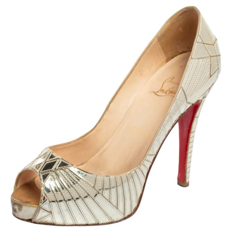 Christian Louboutin Dull Gold Mirror Leather Very Galaxy Art Deco ...
