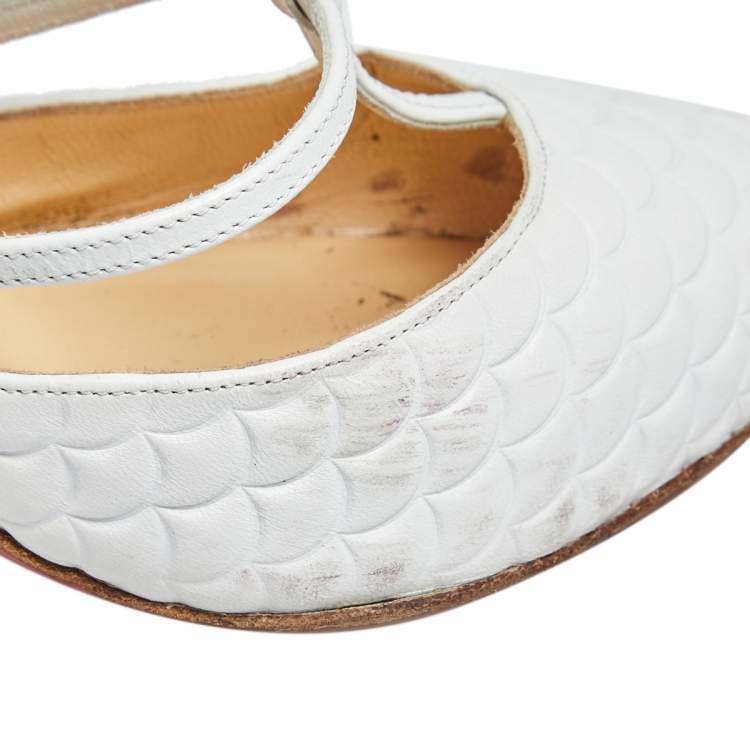 Pre Owned Christian Louboutin White Leather Kadreyana Strappy Sandals Size 37