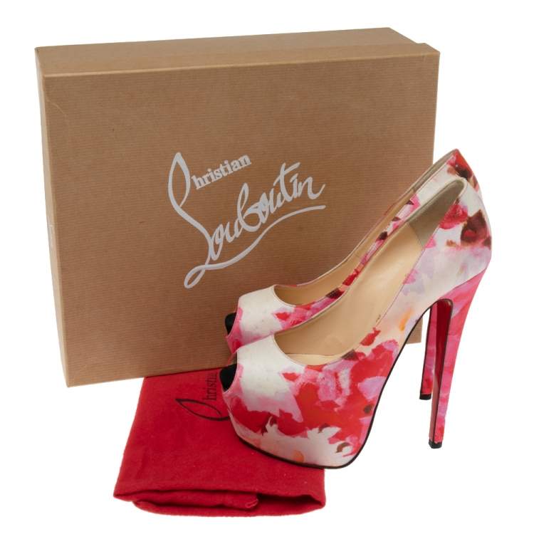 Pre Owned Christian Louboutin Multicolor Popi Fabric Highness Pumps Size 37 