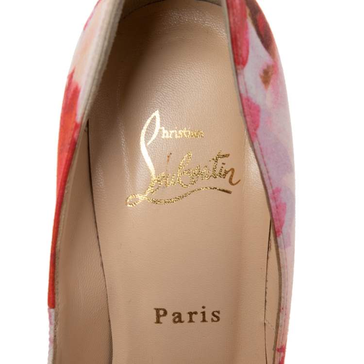 Pre Owned Christian Louboutin Multicolor Popi Fabric Highness Pumps Size 37 