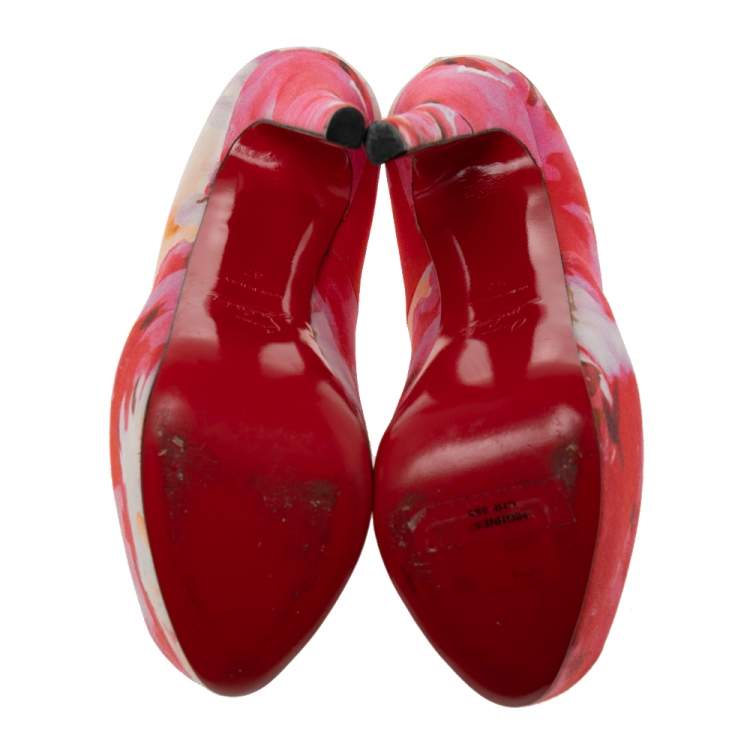 Pre Owned Christian Louboutin Multicolor Popi Fabric Highness Pumps Size 37 