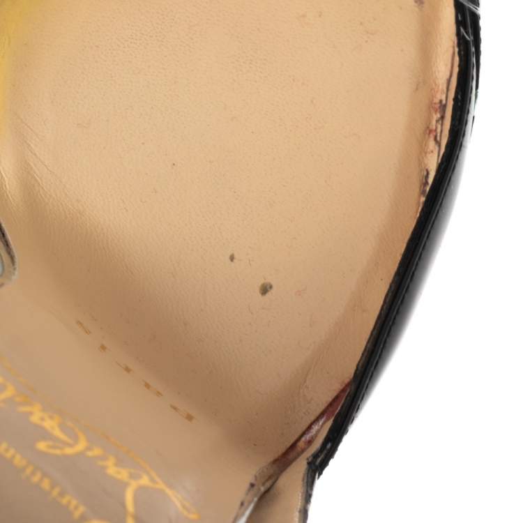 مملوكة مسبقًا Christian Louboutin Black Patent Leather and PVC Tac Clac D'orsay Pumps Size 36.5