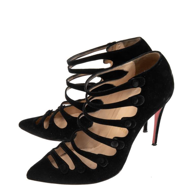 Pre Owned Christian Louboutin Black Suede Viennana Pumps Size 38.5 