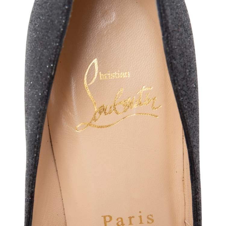Pre Owned Christian Louboutin Black Glitter Very Prive Pumps Size 36