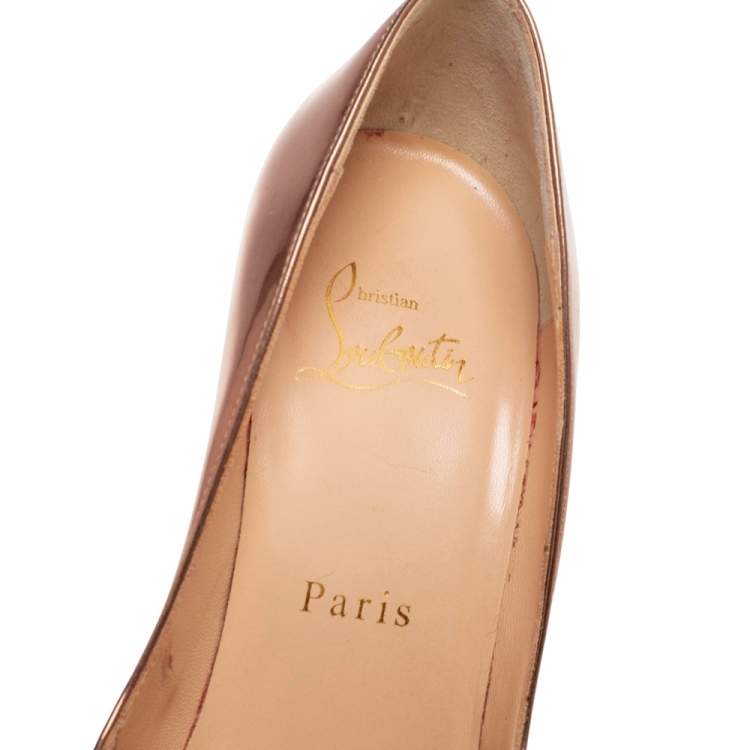 Pre Owned Christian Louboutin Metallic Copper Patent Leather Pigalle Follies Pumps Size 36