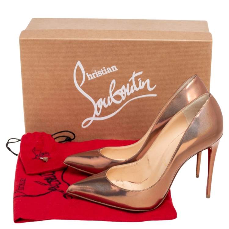 Pre Owned Christian Louboutin Metallic Copper Patent Leather Pigalle Follies Pumps Size 36