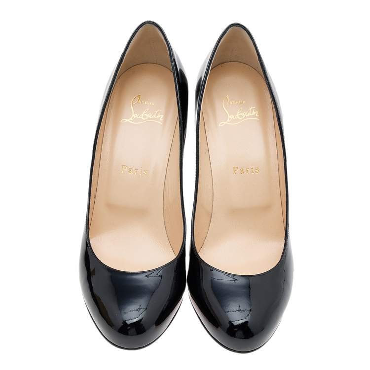 Pre Owned Christian Louboutin Black Patent Leather Fifille Pumps Size 38.5