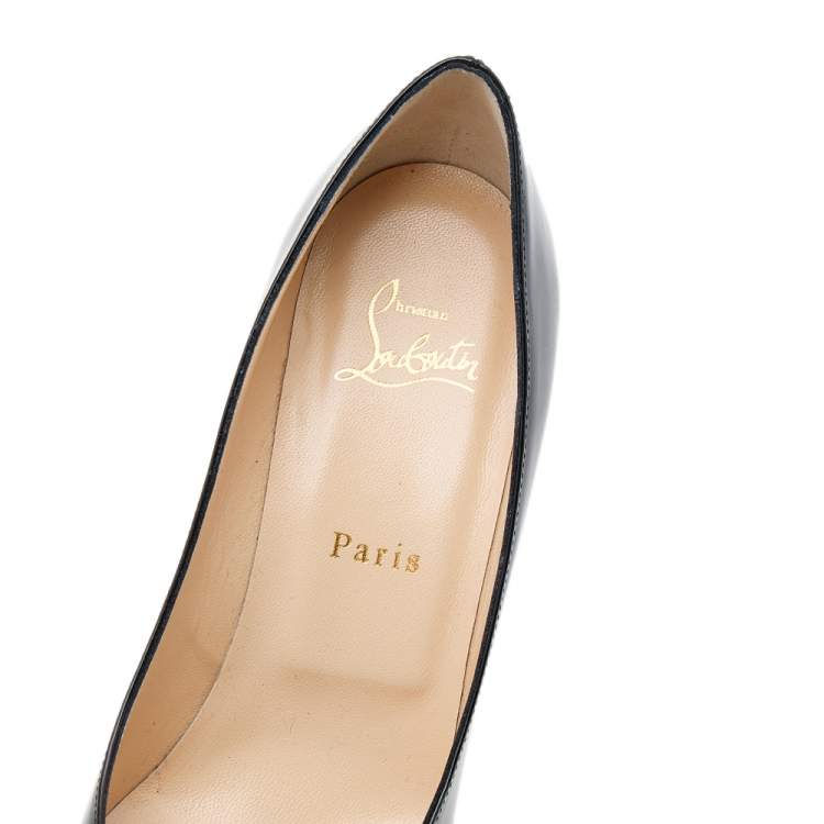 Pre Owned Christian Louboutin Black Patent Leather Fifille Pumps Size 38.5