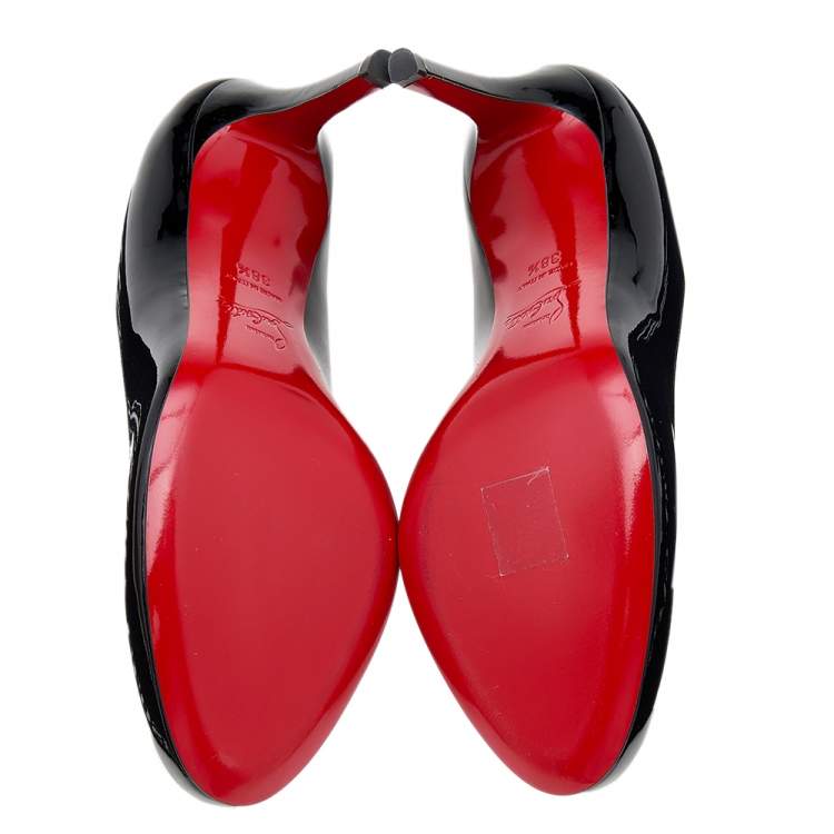 Pre Owned Christian Louboutin Black Patent Leather Fifille Pumps Size 38.5