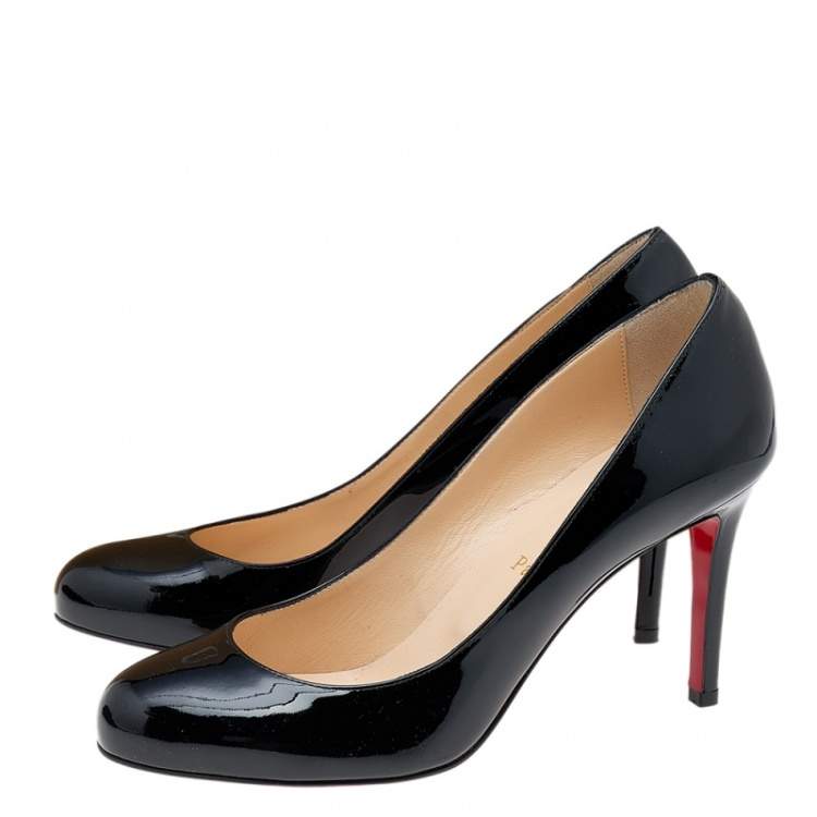 Pre Owned Christian Louboutin Black Patent Leather Fifille Pumps Size 38.5