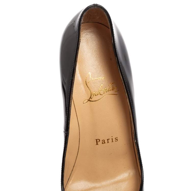 Pre Owned Christian Louboutin Black Patent Leather Bianca Platform Pumps Size 35.5