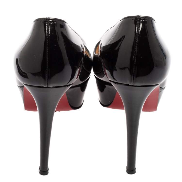Pre Owned Christian Louboutin Black Patent Leather Bianca Platform Pumps Size 35.5
