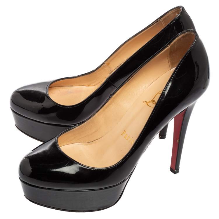 Pre Owned Christian Louboutin Black Patent Leather Bianca Platform Pumps Size 35.5