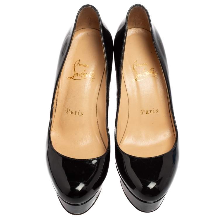 Pre Owned Christian Louboutin Black Patent Leather Bianca Platform Pumps Size 35.5
