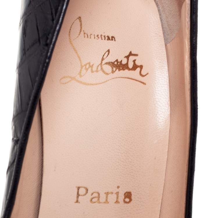 Pre Owned Christian Louboutin Black Alligator Leather Rolando Pumps Size 39.5