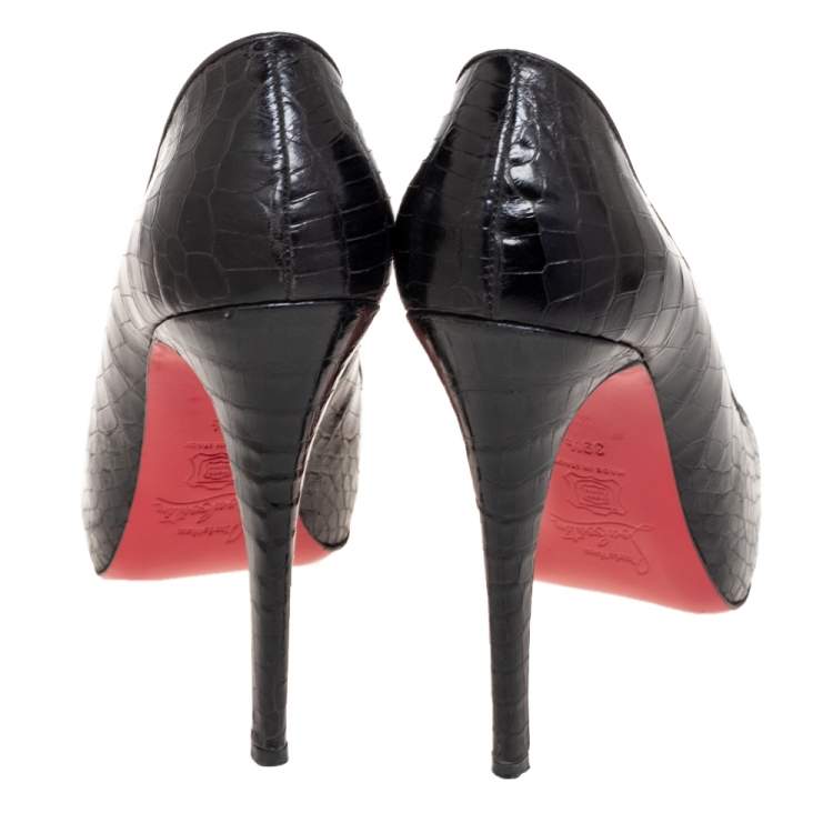 Pre Owned Christian Louboutin Black Alligator Leather Rolando Pumps Size 39.5