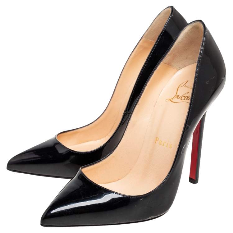 Pre Owned Christian Louboutin Black Patent Leather Pigalle Pumps Size 35
