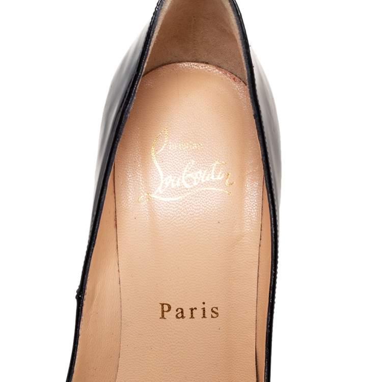 Pre Owned Christian Louboutin Black Patent Leather Pigalle Pumps Size 35