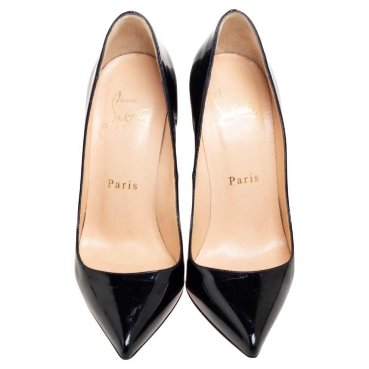 Pre Owned Christian Louboutin Black Patent Leather Pigalle Pumps Size 35