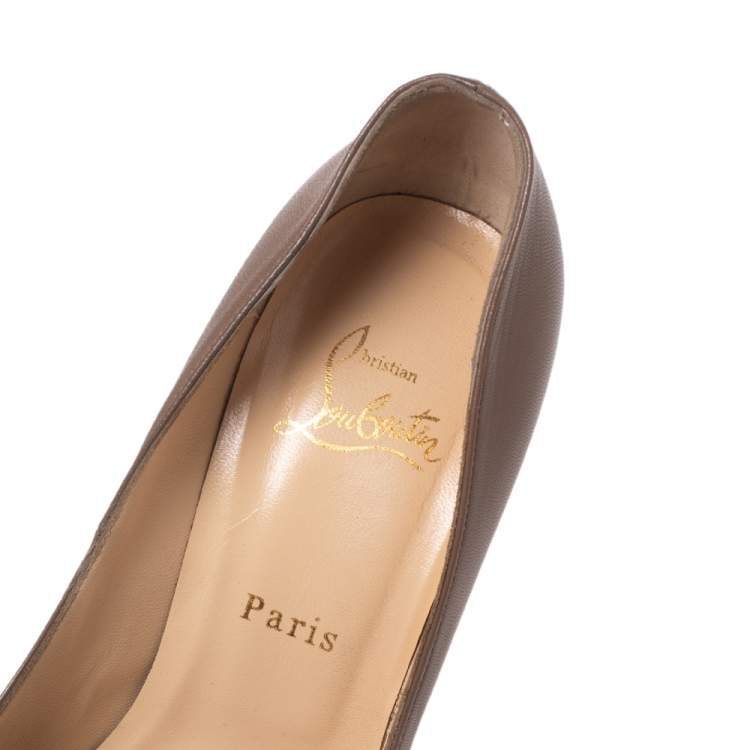 Pre Owned Christian Louboutin Beige Leather Highness Peep Toe Pumps Size 39.5 