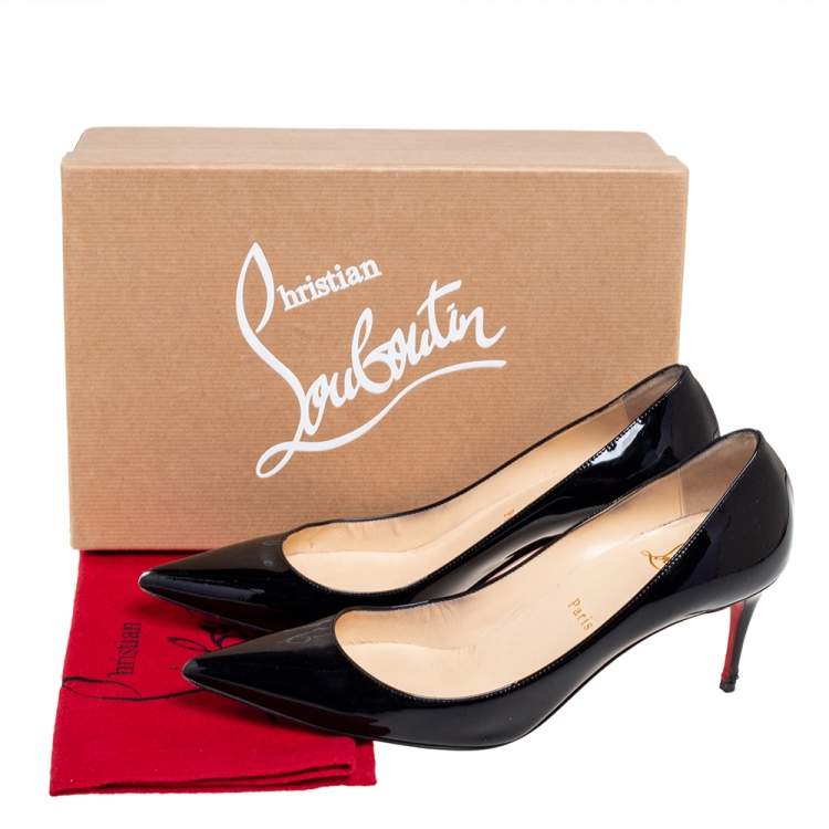 Pre Owned Christian Louboutin Black Patent Leather Decollete 554 Pumps Size 38.5