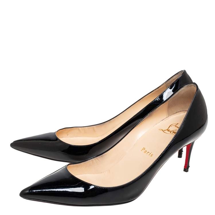 Pre Owned Christian Louboutin Black Patent Leather Decollete 554 Pumps Size 38.5