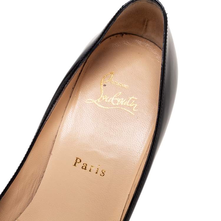 Pre Owned Christian Louboutin Black Patent Leather Decollete 554 Pumps Size 38.5