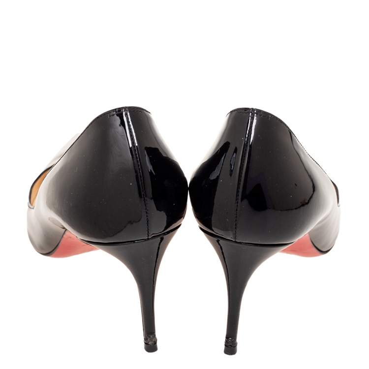Pre Owned Christian Louboutin Black Patent Leather Decollete 554 Pumps Size 38.5