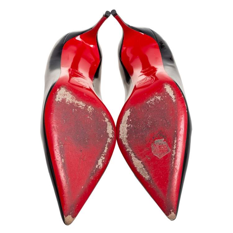 Pre Owned Christian Louboutin Black Patent Leather Decollete 554 Pumps Size 38.5