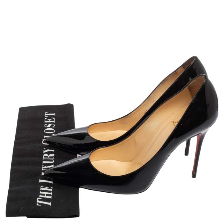 Pre Owned Christian Louboutin Black Patent Leather Kate Pumps Size 39 