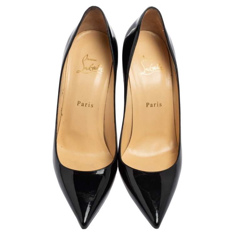 Pre Owned Christian Louboutin Black Patent Leather Kate Pumps Size 39 