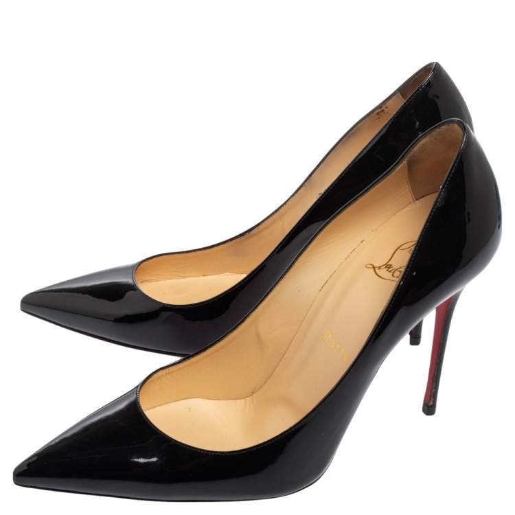 Pre Owned Christian Louboutin Black Patent Leather Kate Pumps Size 39 