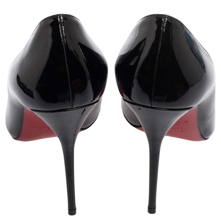 Pre Owned Christian Louboutin Black Patent Leather Kate Pumps Size 39 
