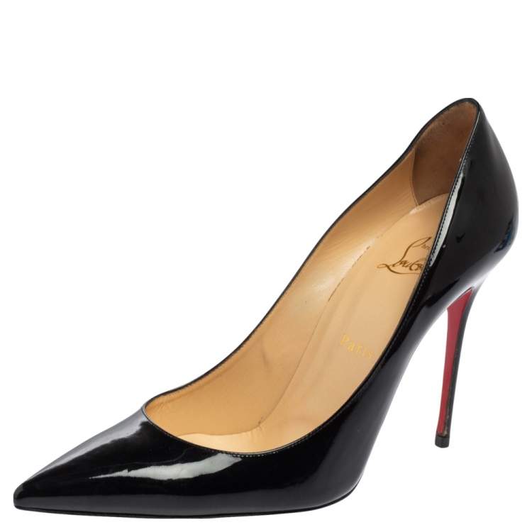 Pre Owned Christian Louboutin Black Patent Leather Kate Pumps Size 39 