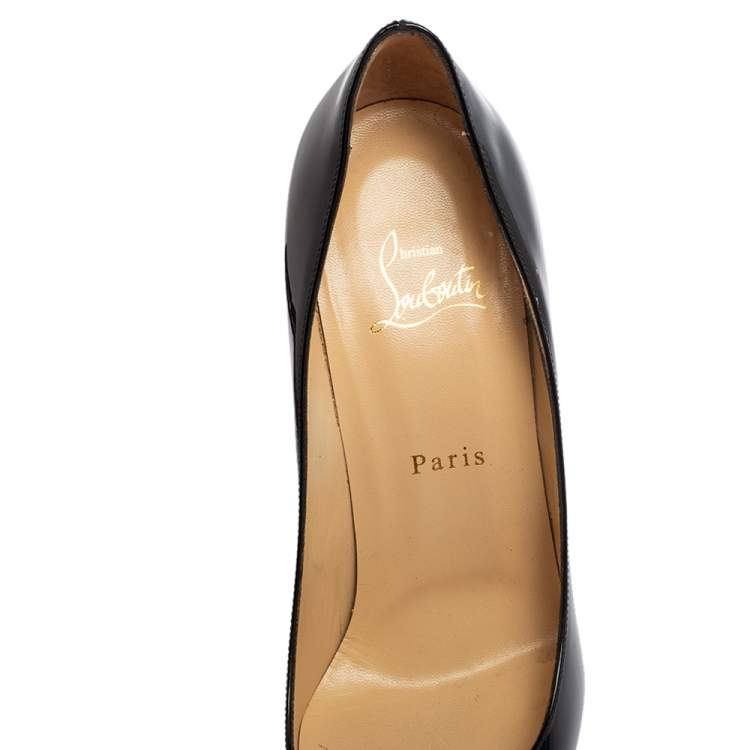 Pre Owned Christian Louboutin Black Patent Leather Kate Pumps Size 39 