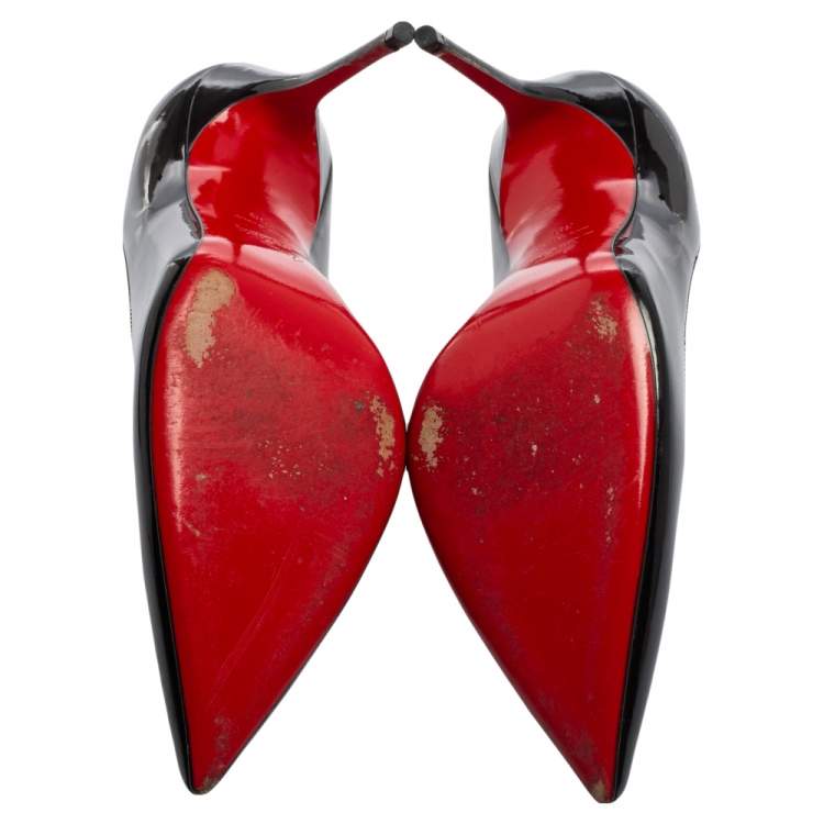 Pre Owned Christian Louboutin Black Patent Leather Kate Pumps Size 39 