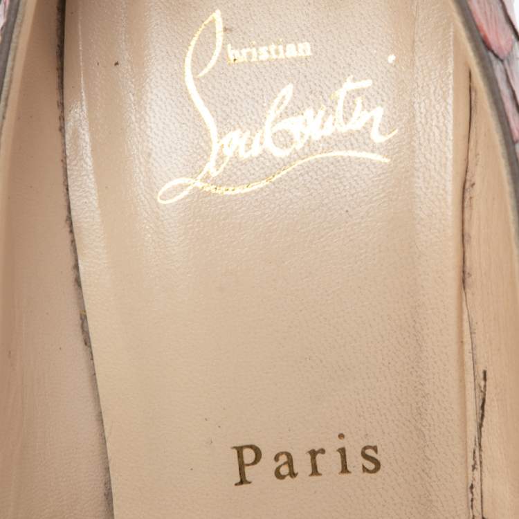 Pre Owned Christian Louboutin Orange/Brown Python Leather Bianca Pumps Size 38.5