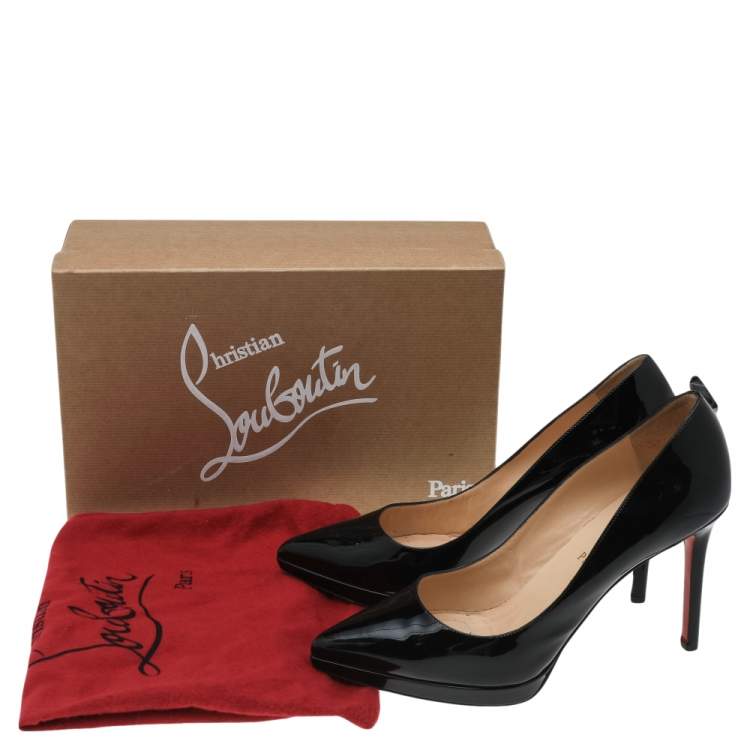 Pre Owned Christian Louboutin Black Patent Leather Pigalle Plato Pumps Size 39.5