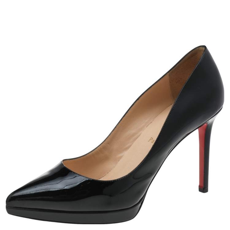 Pre Owned Christian Louboutin Black Patent Leather Pigalle Plato Pumps Size 39.5